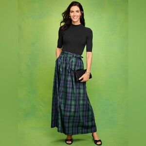 Talbots Taffeta Fit & Flare Maxi Skirt - Sloane Tartan Sz 2